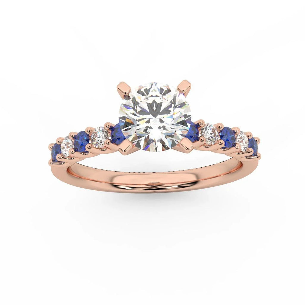 Round Diamond & Sapphire Engagement Ring