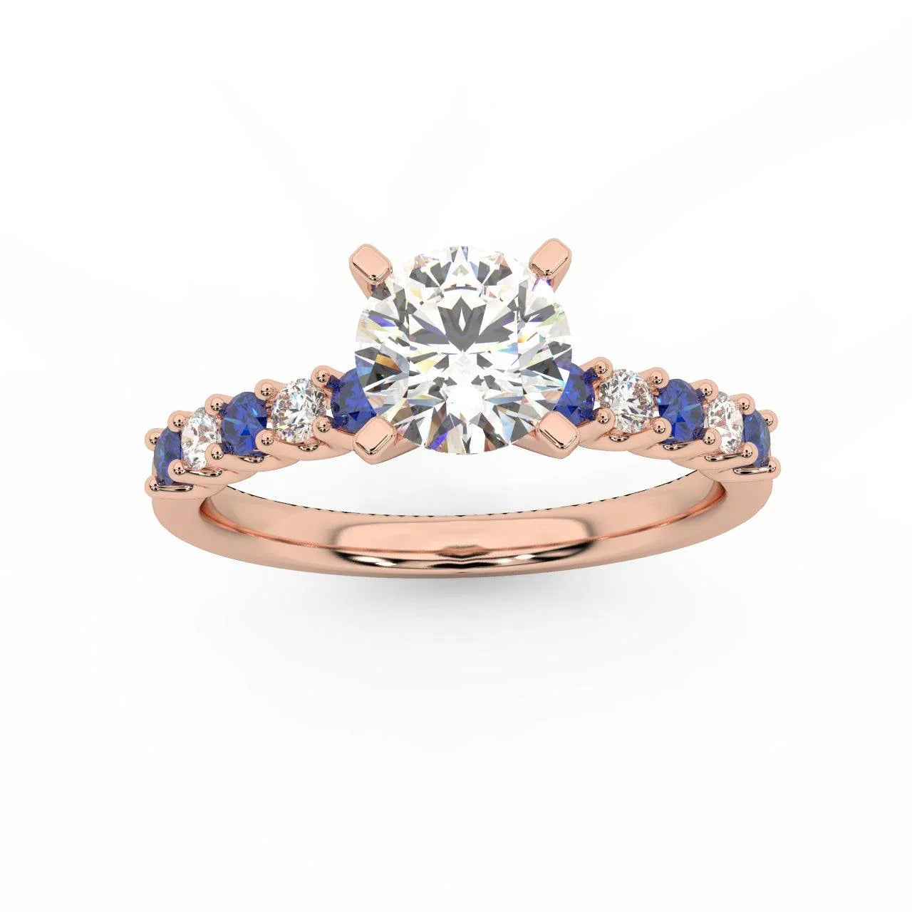 Round Diamond & Sapphire Engagement Ring