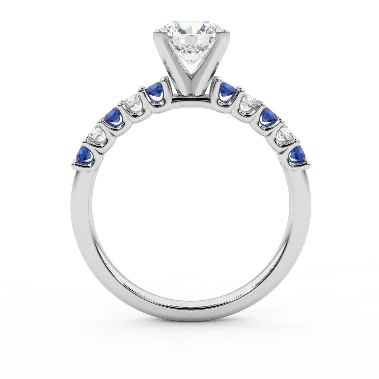 Round Diamond & Sapphire Engagement Ring