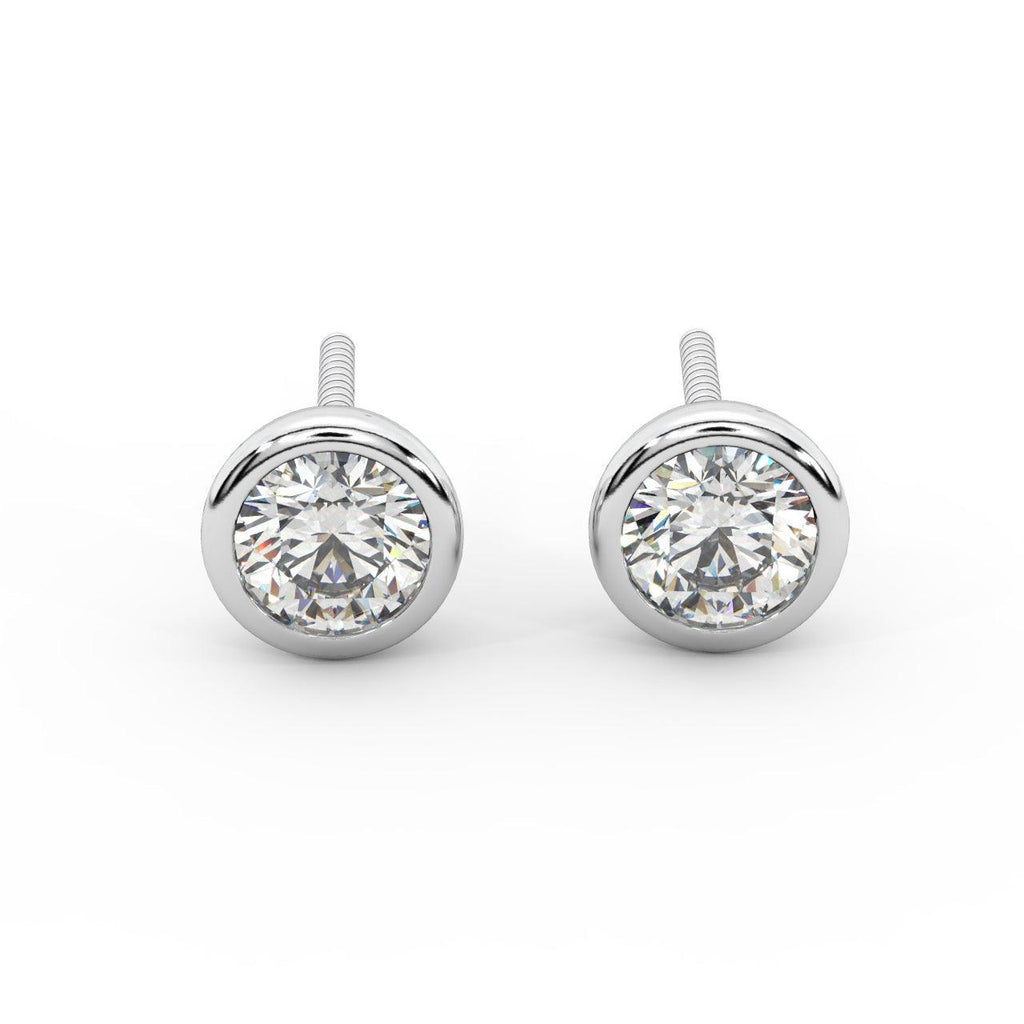 0.20 ct Bezel Set Round Diamond Stud Earrings (Unisex)