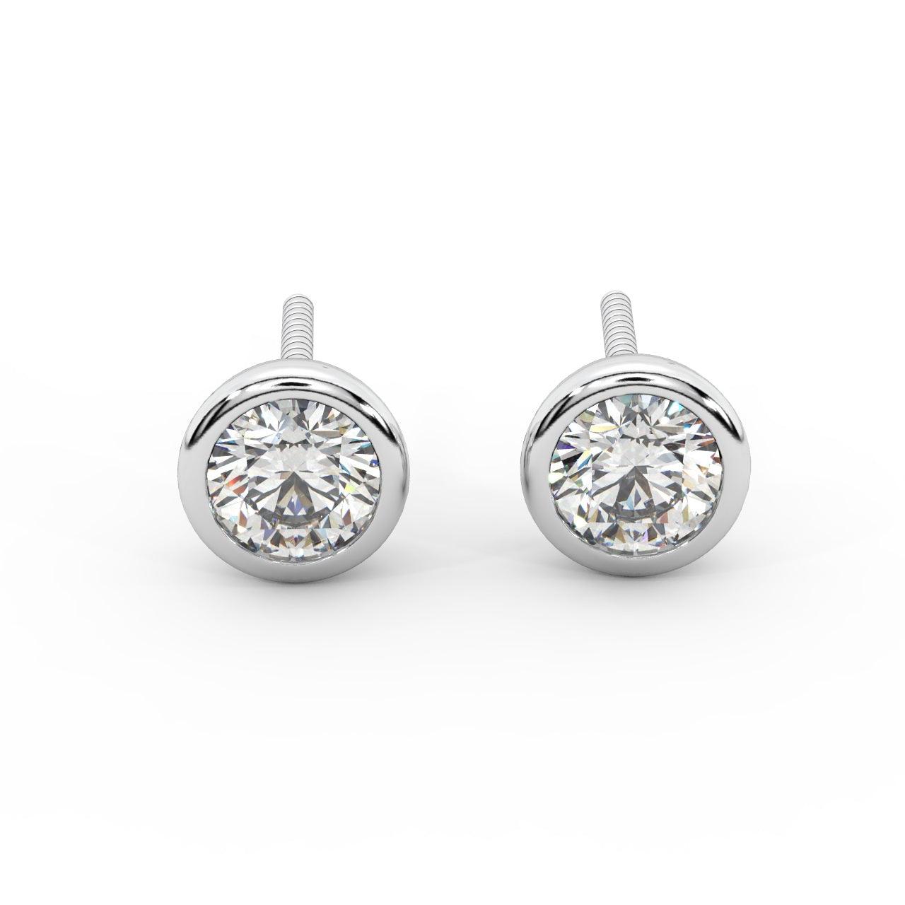 0.20 ct Bezel Set Round Diamond Stud Earrings (Unisex)