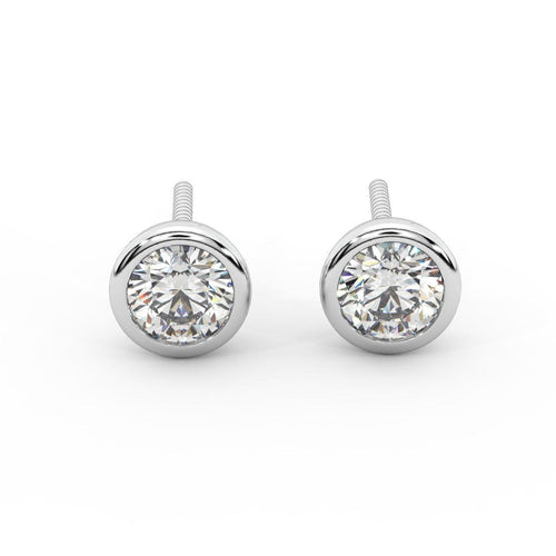 0.20 ct Bezel Set Round Diamond Stud Earrings (Unisex)