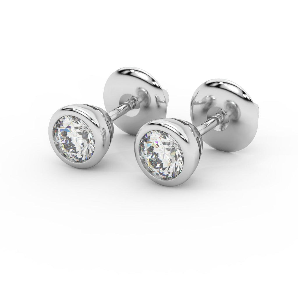 0.20 ct Bezel Set Round Diamond Stud Earrings (Unisex)