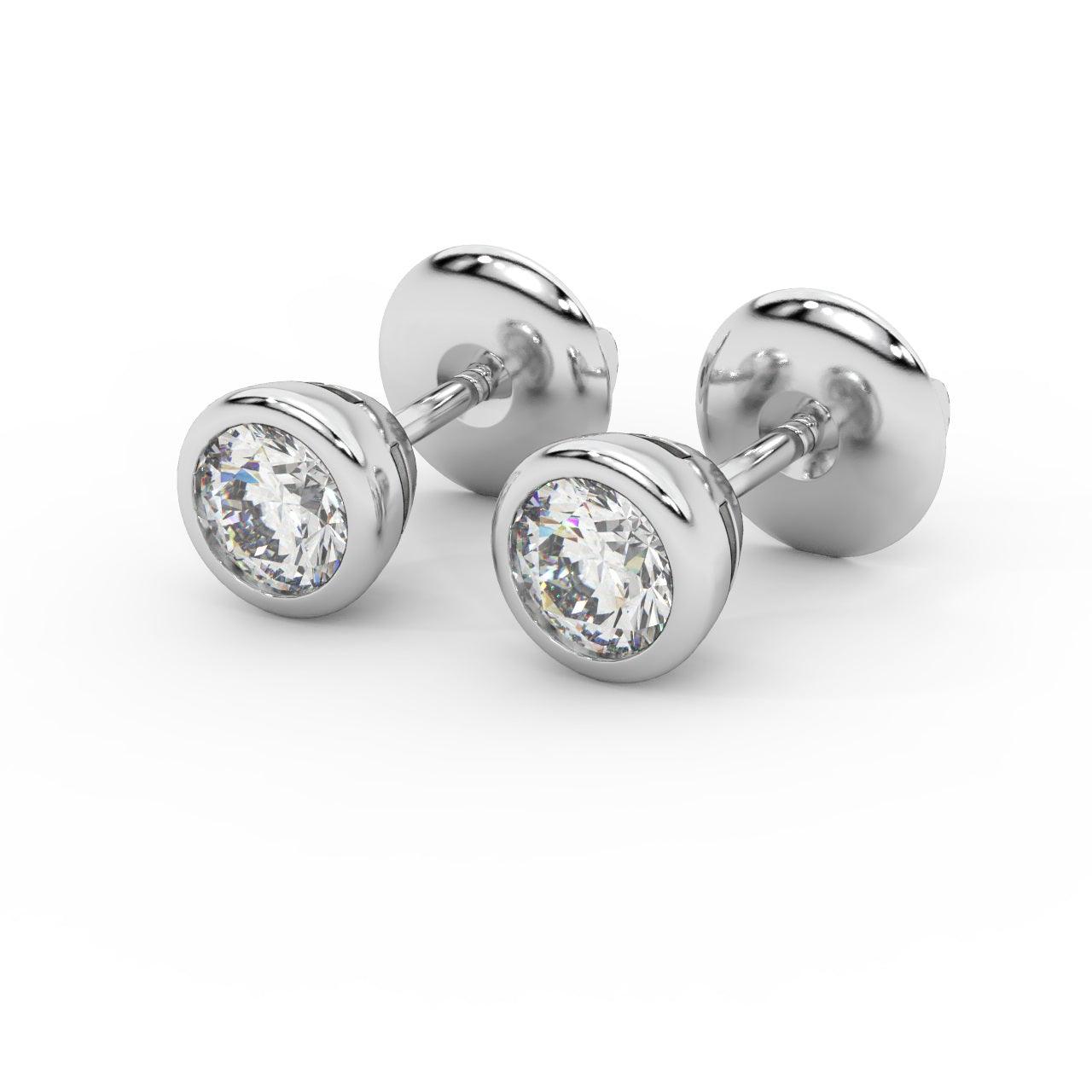0.20 ct Bezel Set Round Diamond Stud Earrings (Unisex)