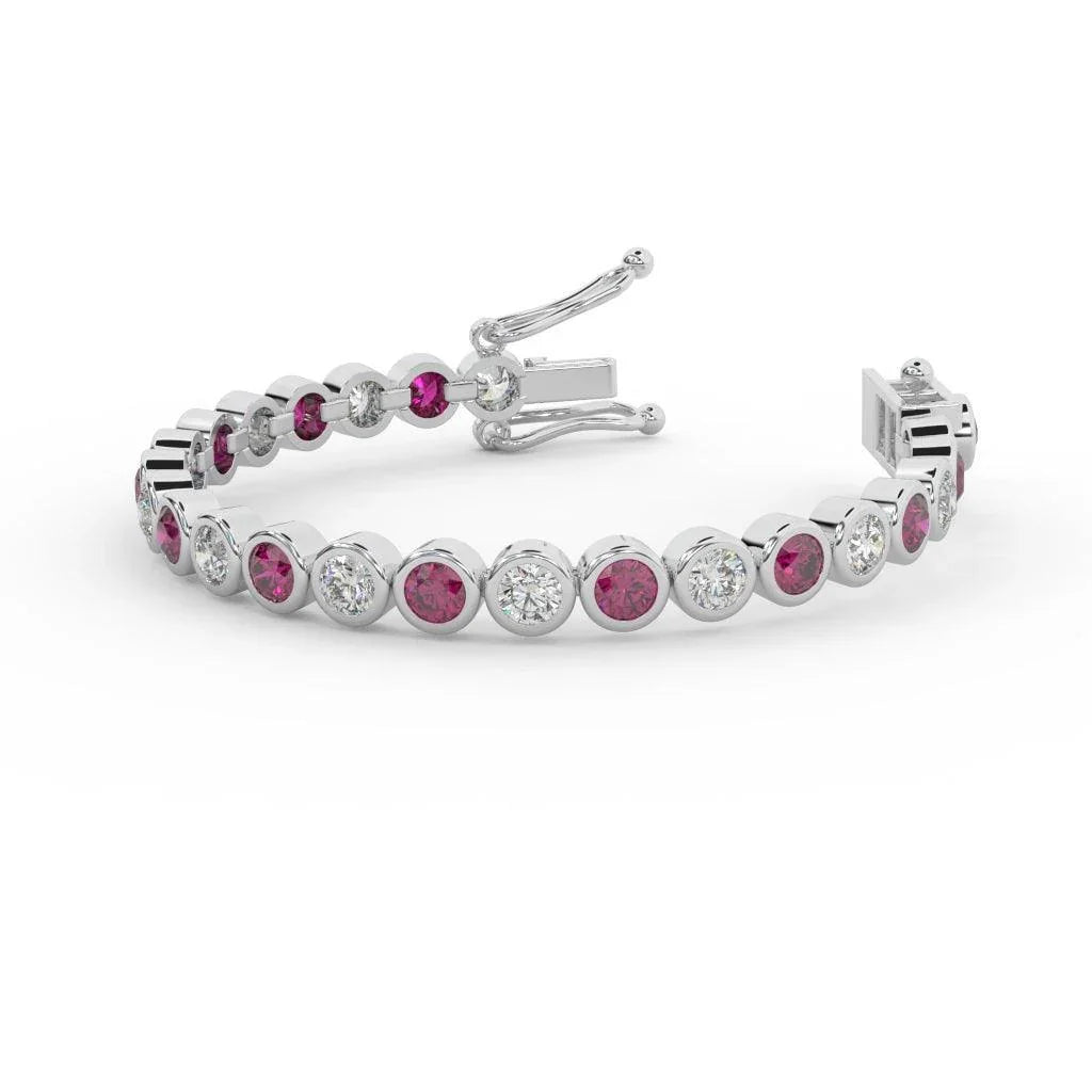 Ruby & Diamond Tennis Bracelet Crafted In White Gold 6.00ct - Amada Diamonds