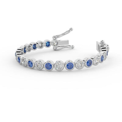 Sapphire & Diamond Tennis Bracelet Crafted In White Gold 6.00ct - Amada Diamonds