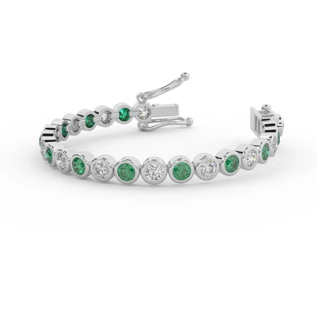 Emerald & Diamond Tennis Bracelet Crafted In White Gold 6.00ct - Amada Diamonds
