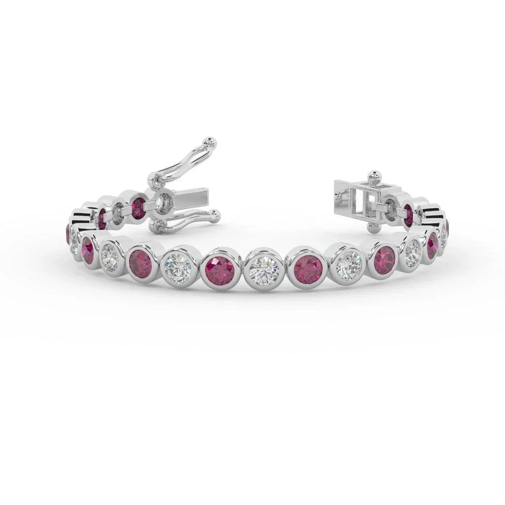 Ruby & Diamond Tennis Bracelet Crafted In White Gold 6.00ct - Amada Diamonds