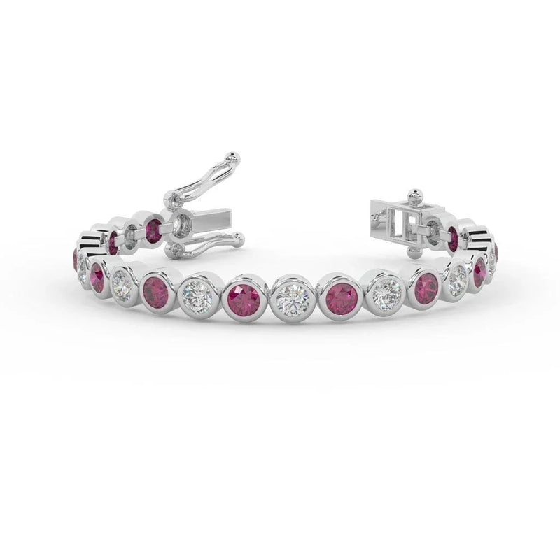 Ruby & Diamond Tennis Bracelet Crafted In White Gold 6.00ct - Amada Diamonds
