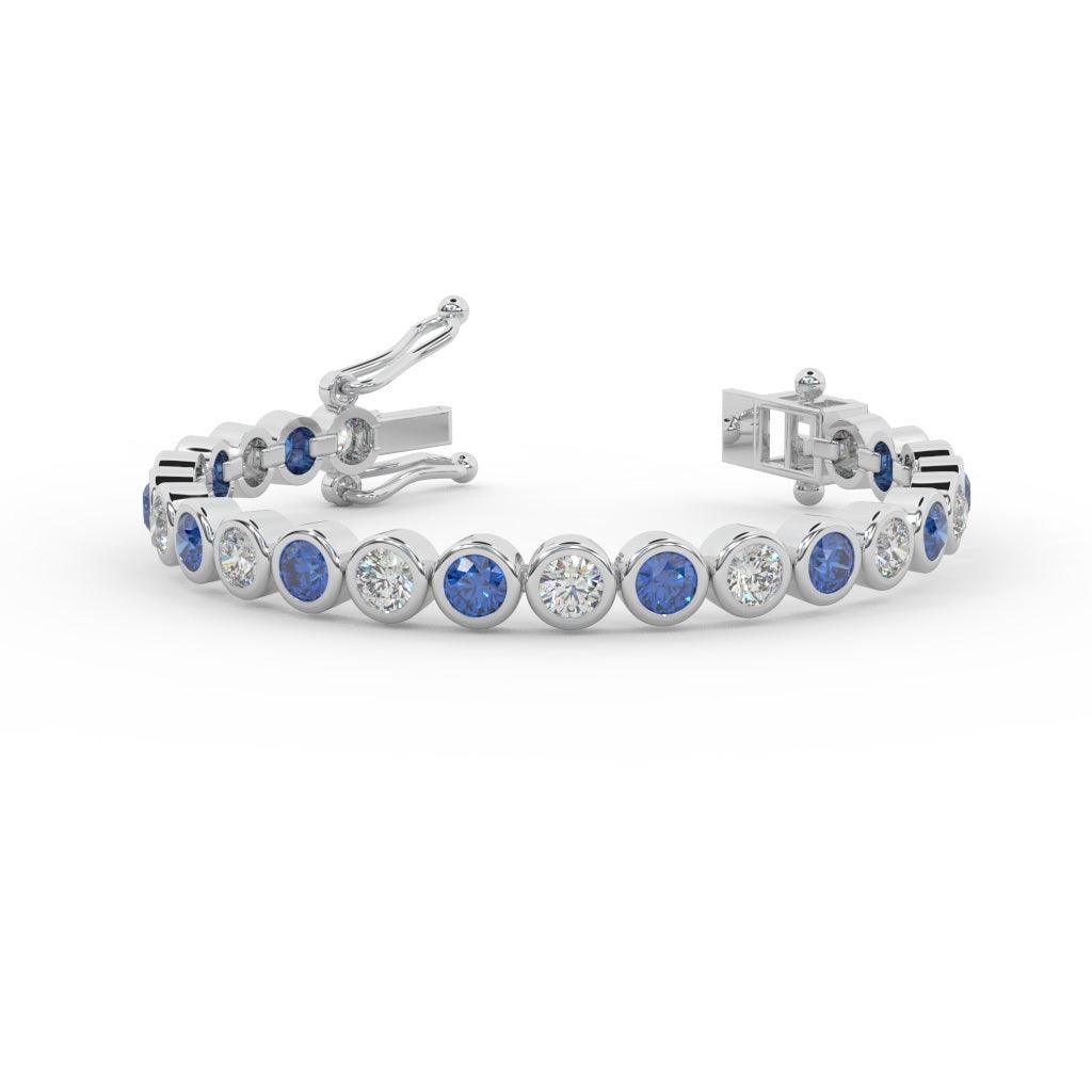 Sapphire & Diamond Tennis Bracelet Crafted In White Gold 6.00ct - Amada Diamonds