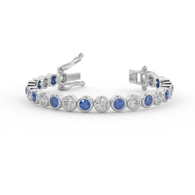 Sapphire, Ruby, Emerald , Aquamarine & Diamond Tennis Bracelet Crafted In White Gold 6.00ct - Amada Diamonds