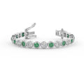 Emerald & Diamond Tennis Bracelet Crafted In White Gold 6.00ct - Amada Diamonds