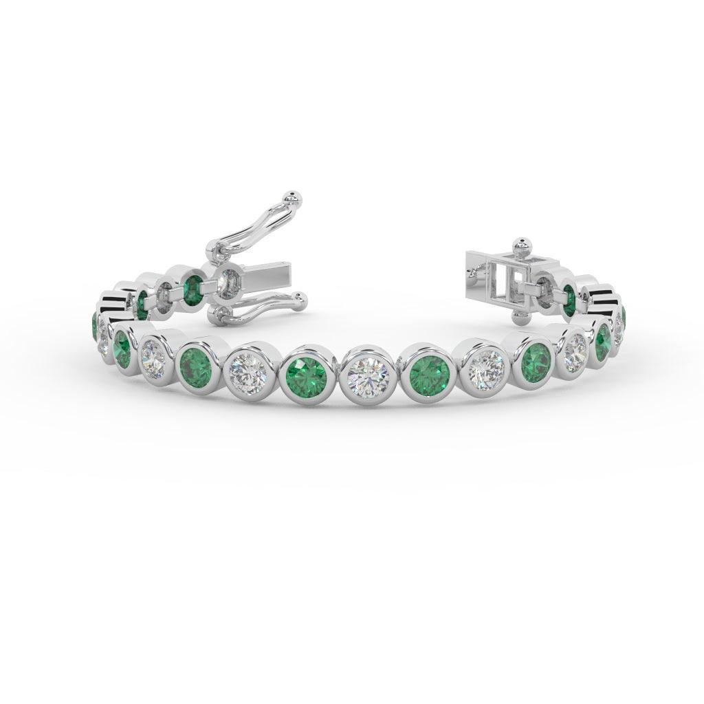 Sapphire, Ruby, Emerald , Aquamarine & Diamond Tennis Bracelet Crafted In White Gold 6.00ct - Amada Diamonds