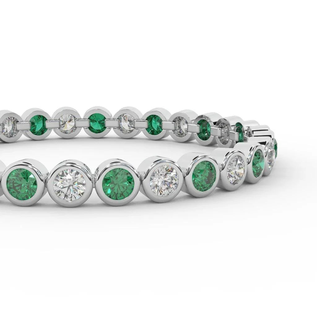 Emerald & Diamond Tennis Bracelet Crafted In White Gold 6.00ct - Amada Diamonds
