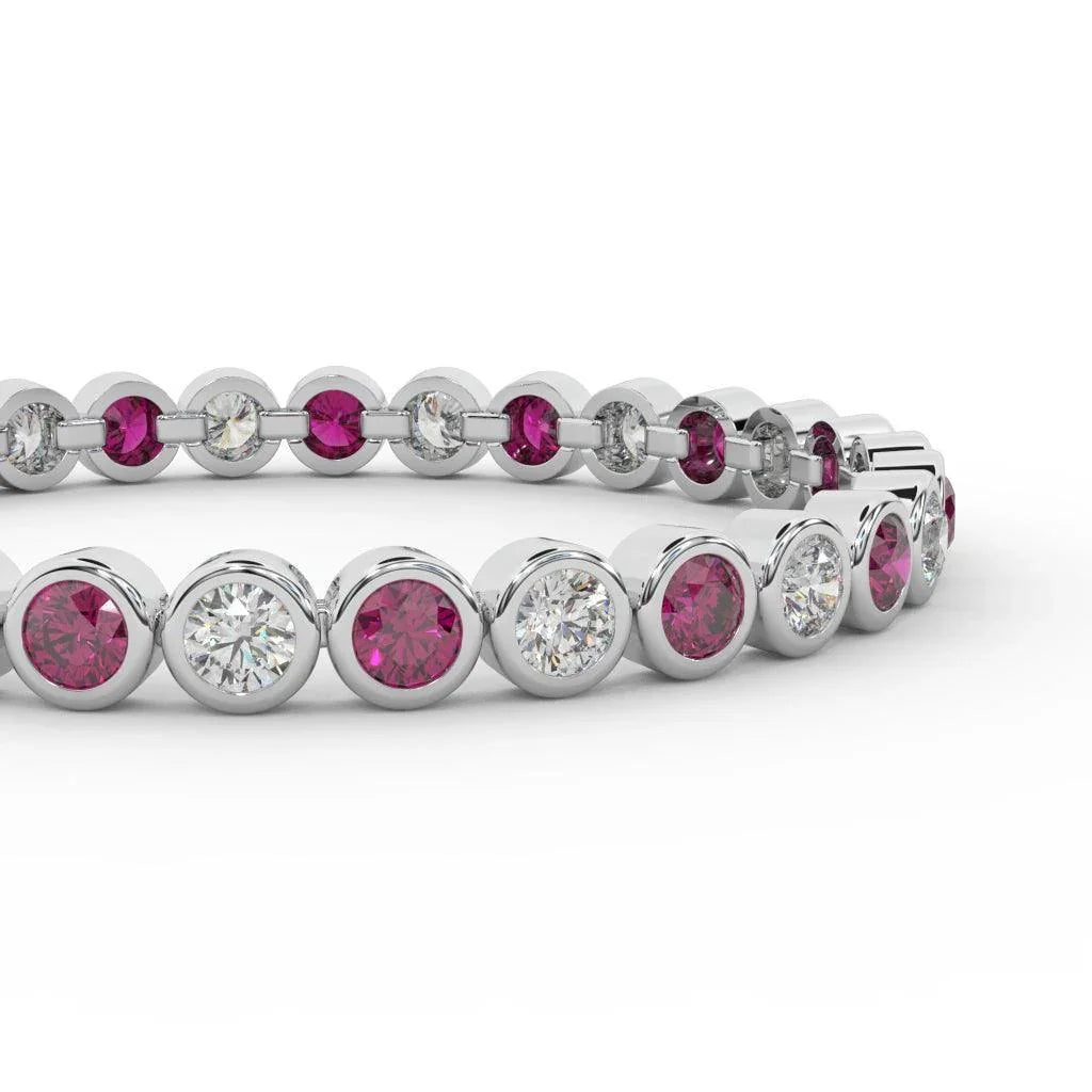 Ruby & Diamond Tennis Bracelet Crafted In White Gold 6.00ct - Amada Diamonds