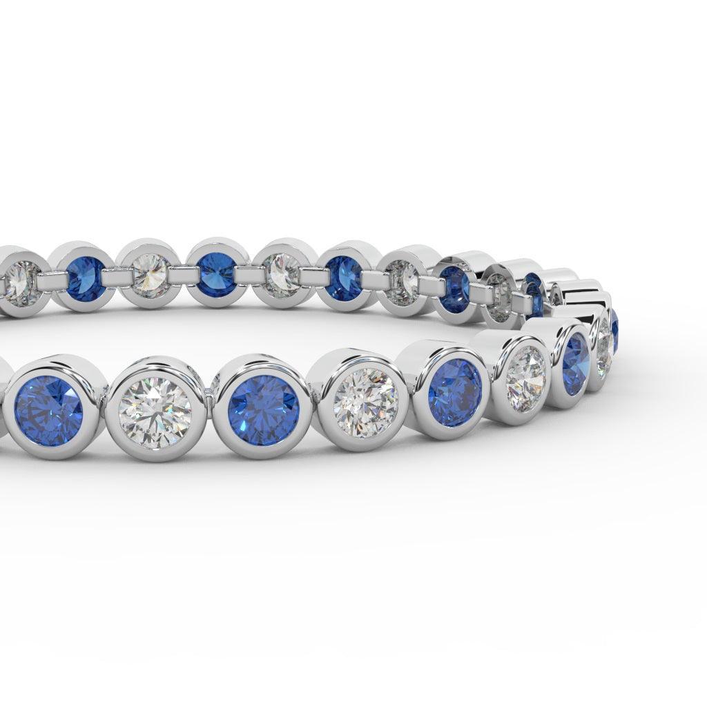 Sapphire & Diamond Tennis Bracelet Crafted In White Gold 6.00ct - Amada Diamonds