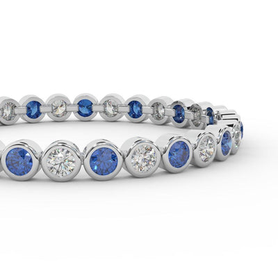 Sapphire & Diamond Tennis Bracelet Crafted In White Gold 6.00ct - Amada Diamonds