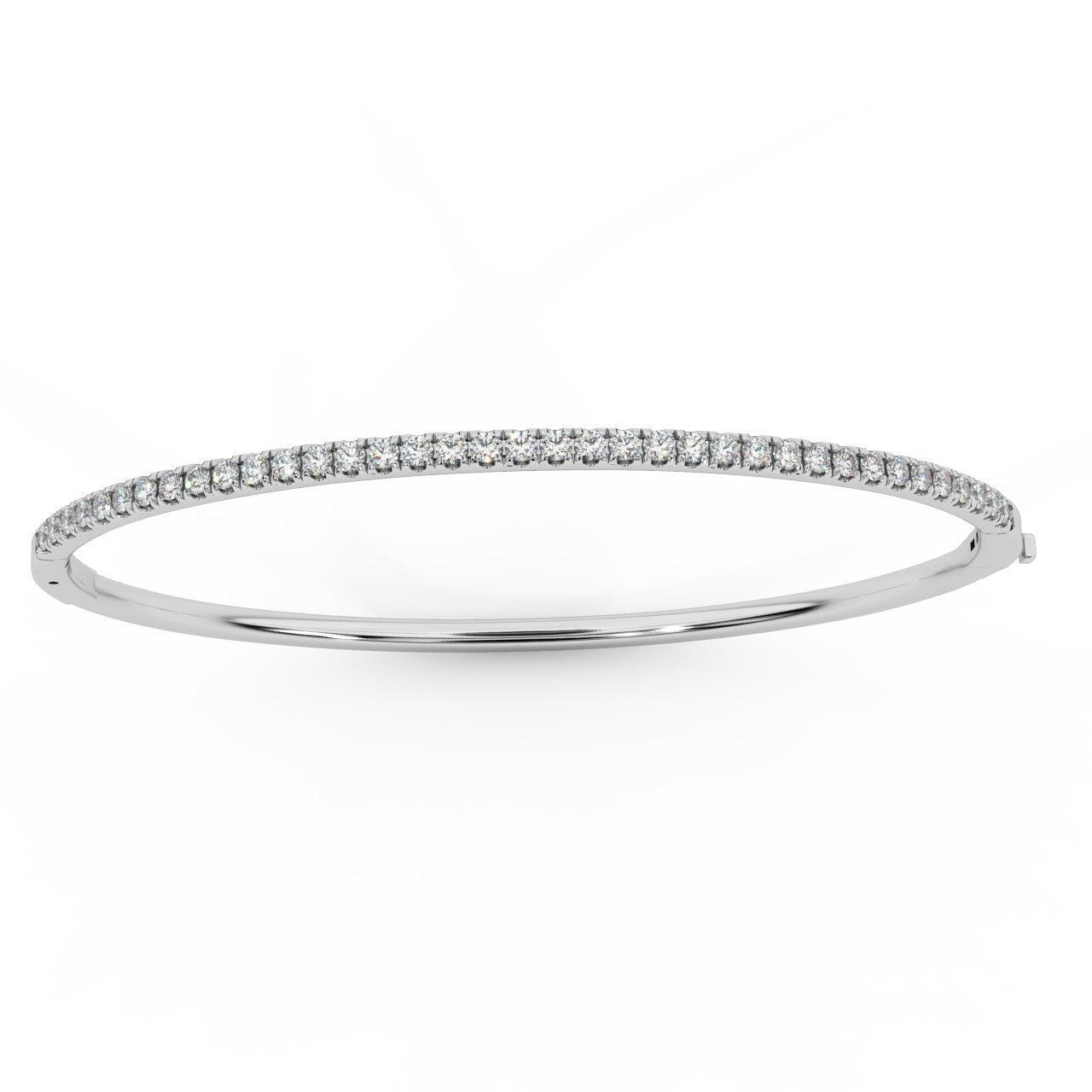 Last Piece - Exceptional White D/VVS 1.72 Ct Classic Diamond Bangle in 18k White Gold - Amada Diamonds