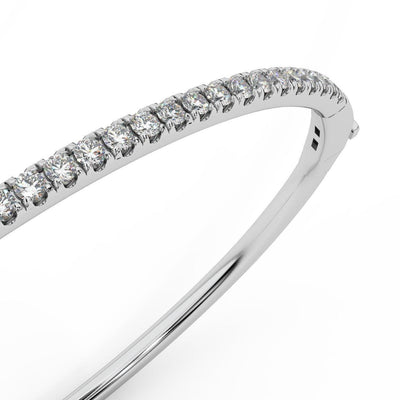 Last Piece - Exceptional White D/VVS 1.72 Ct Classic Diamond Bangle in 18k White Gold - Amada Diamonds