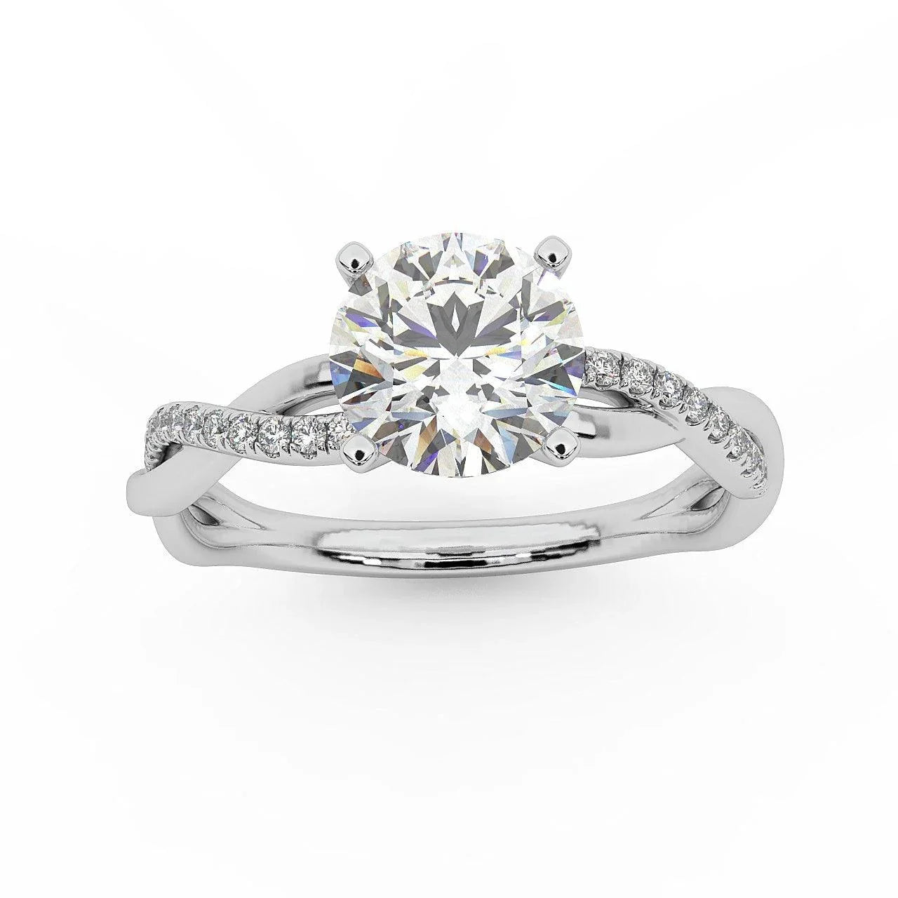 IGI Certified Round Diamond Lab Grown Petite Twisted Vine Nature Inspired Diamond Engagement Ring