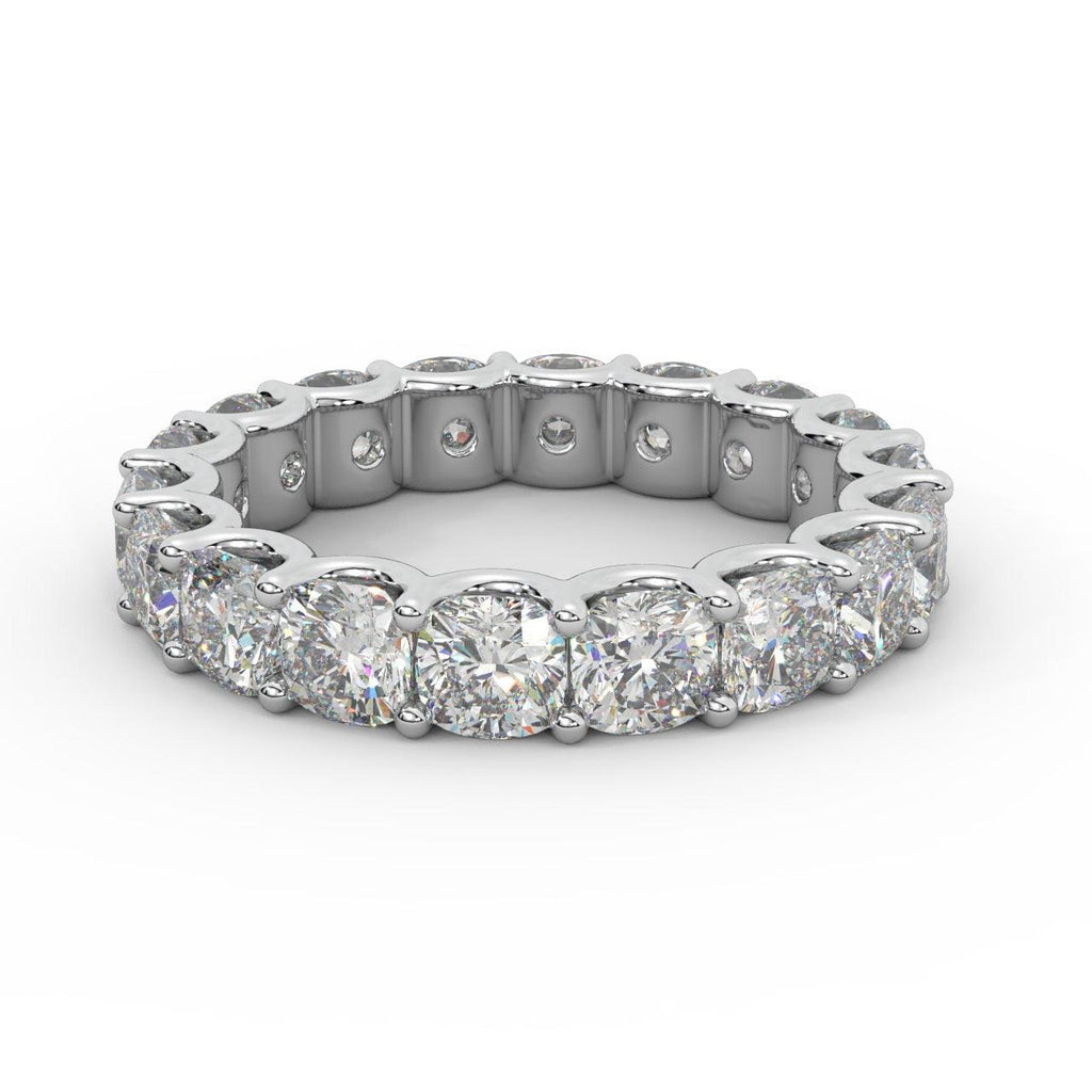 Certified Cushion Diamond U Prong Full Eternity Ring For Women in Platinum D-E/VS 5.00Ct - 6.50Ct