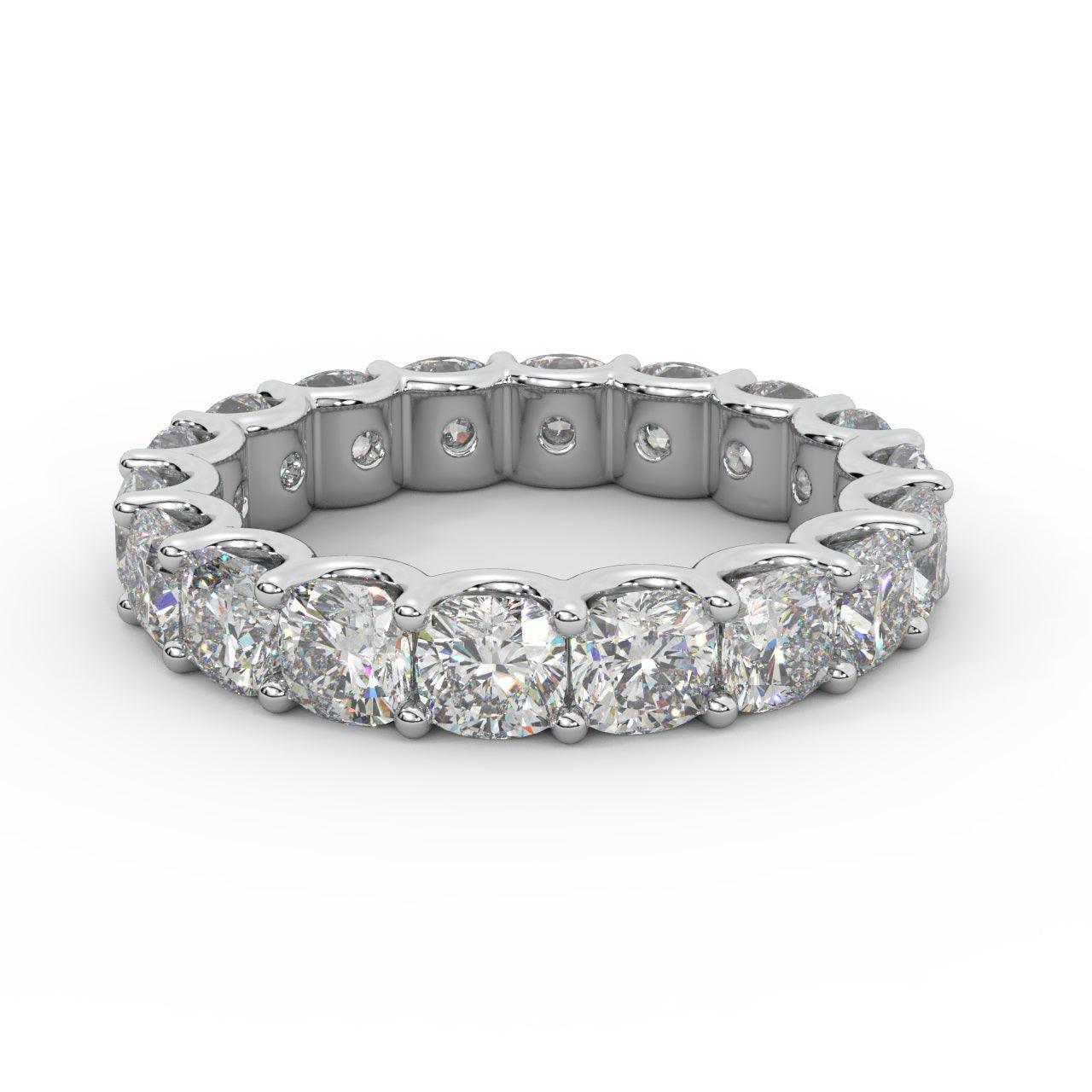 Certified Cushion Diamond U Prong Full Eternity Ring For Women in Platinum D-E/VS 5.00Ct - 6.50Ct