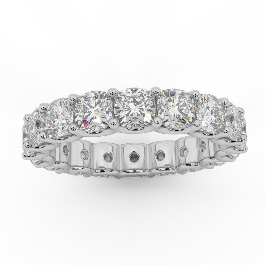 Certified Cushion Diamond U Prong Full Eternity Ring For Women in Platinum D-E/VS 5.00Ct - 6.50Ct