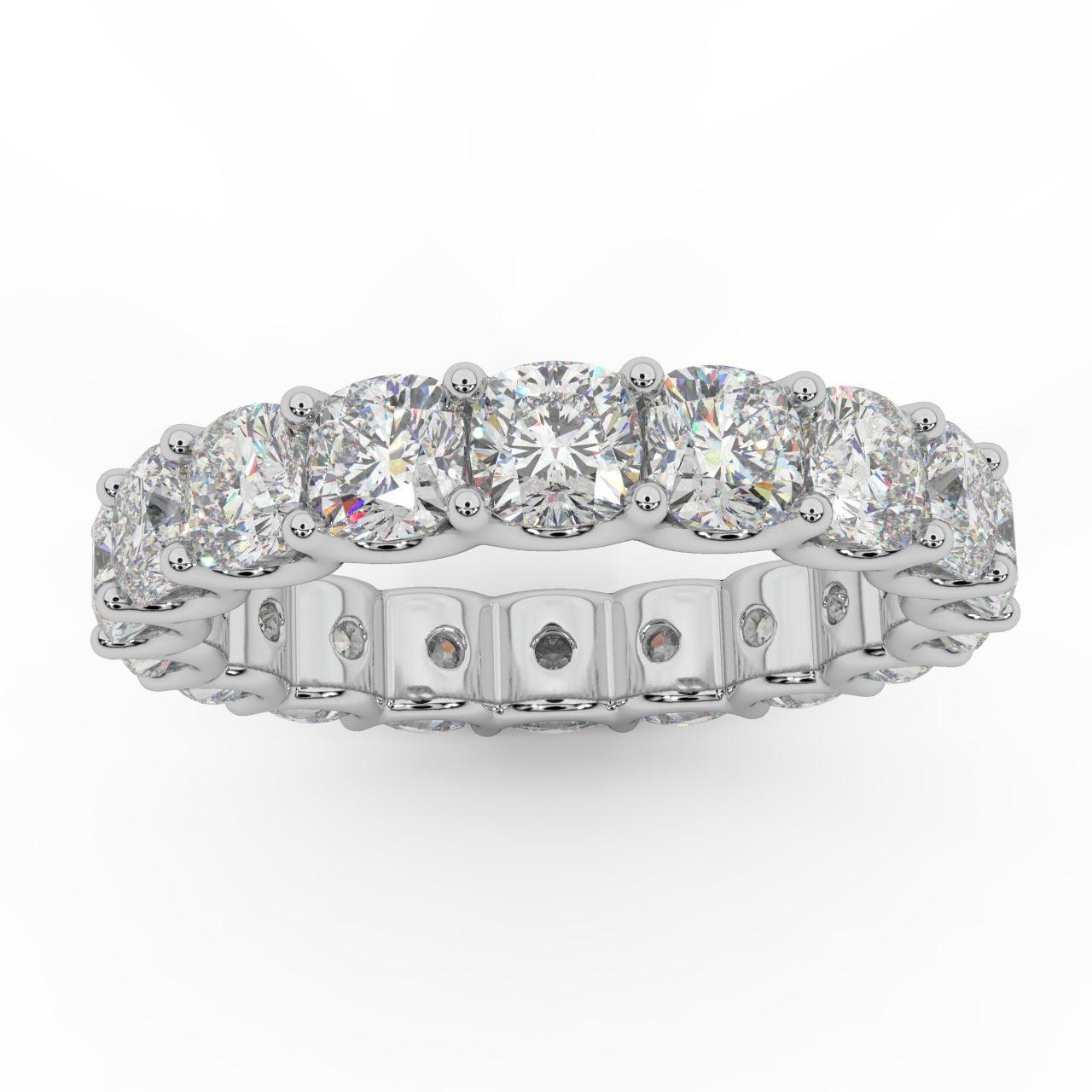 Certified Cushion Diamond U Prong Full Eternity Ring For Women in Platinum D-E/VS 5.00Ct - 6.50Ct
