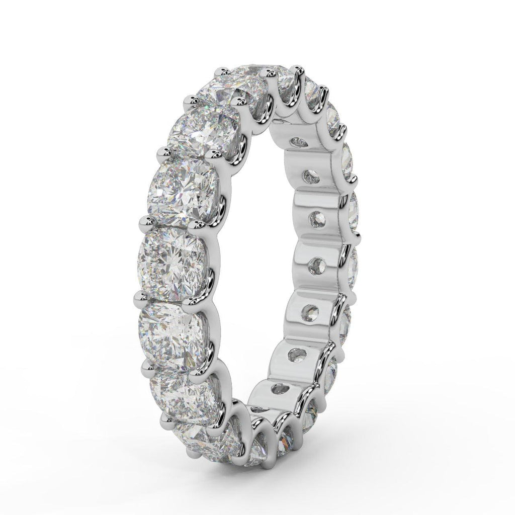 Certified Cushion Diamond U Prong Full Eternity Ring For Women in Platinum D-E/VS 5.00Ct - 6.50Ct