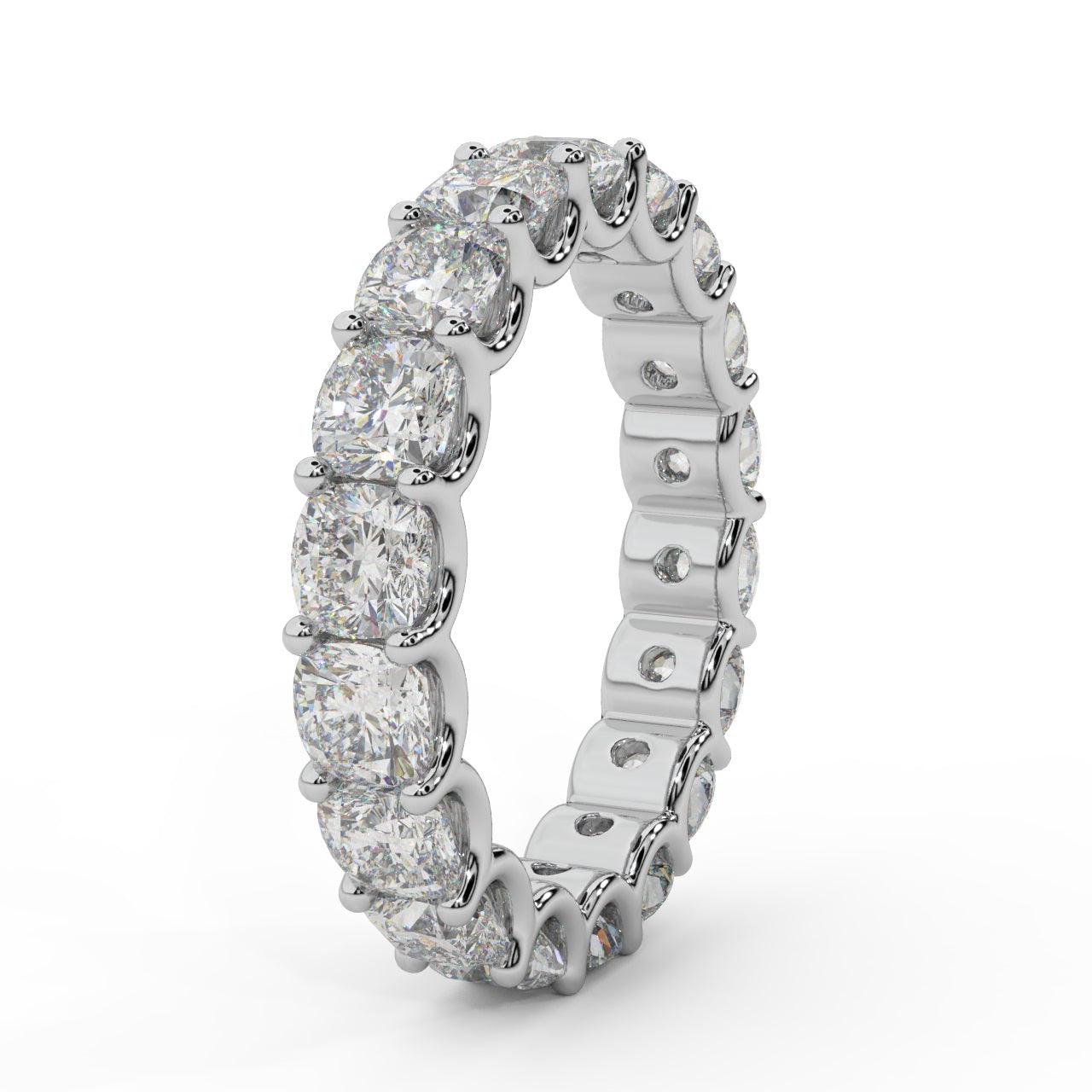 Certified Cushion Diamond U Prong Full Eternity Ring For Women in Platinum D-E/VS 5.00Ct - 6.50Ct