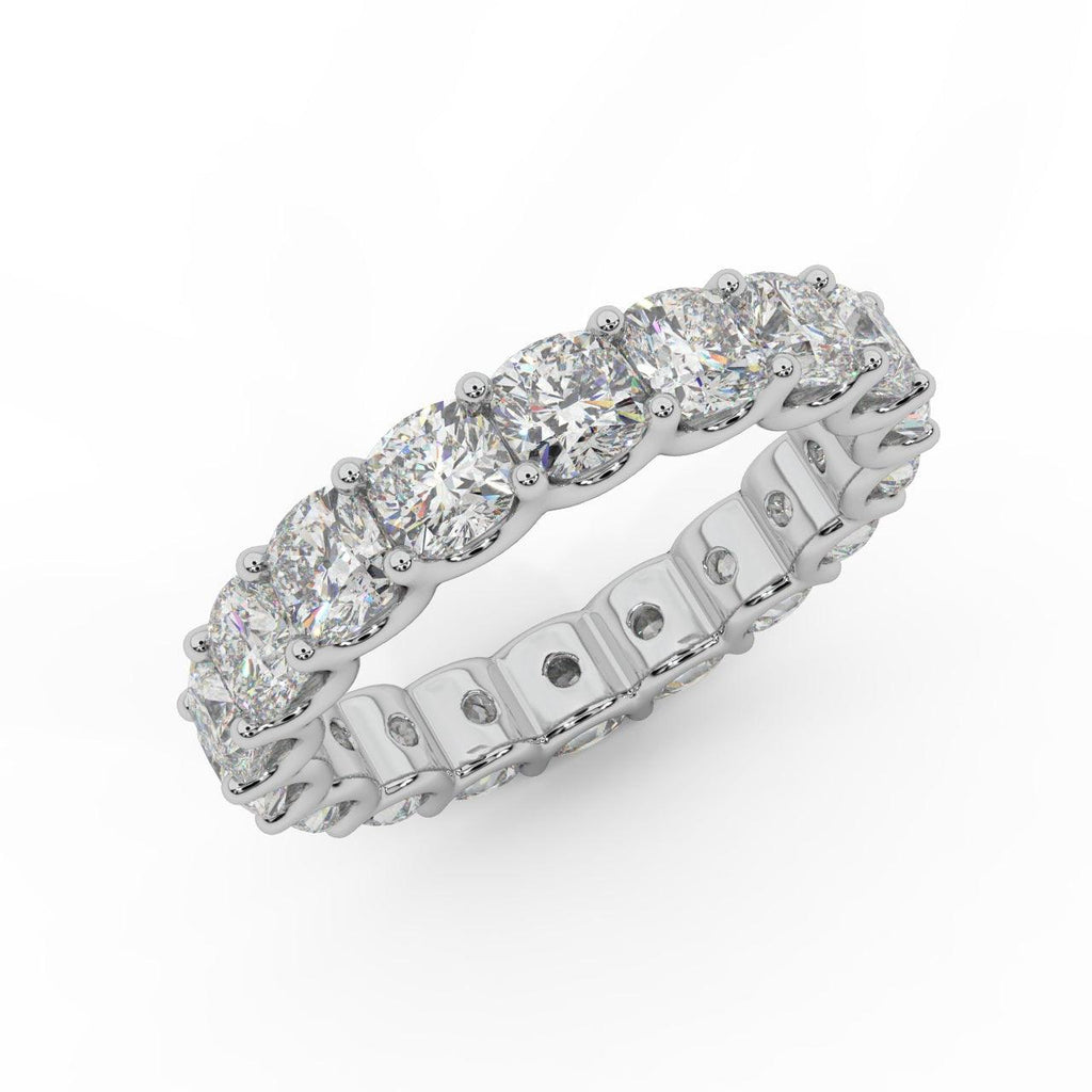 Certified Cushion Diamond U Prong Full Eternity Ring For Women in Platinum D-E/VS 5.00Ct - 6.50Ct