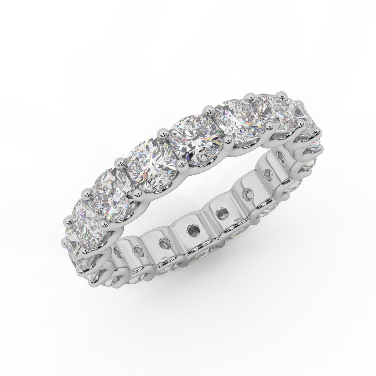 Certified Cushion Diamond U Prong Full Eternity Ring For Women in Platinum D-E/VS 5.00Ct - 6.50Ct