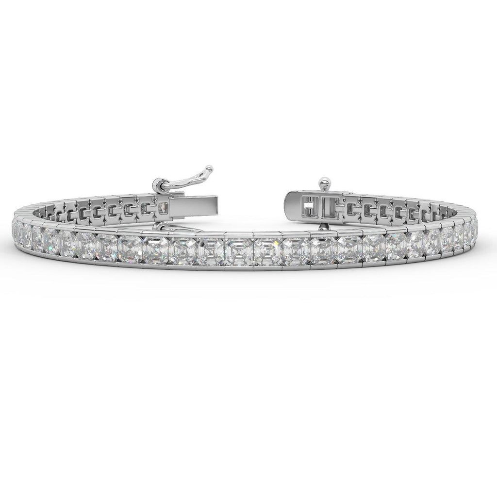 Asscher Diamond Tennis Bracelet for Womens in 18k Gold F/VS 4.00ct - 12.00ct
