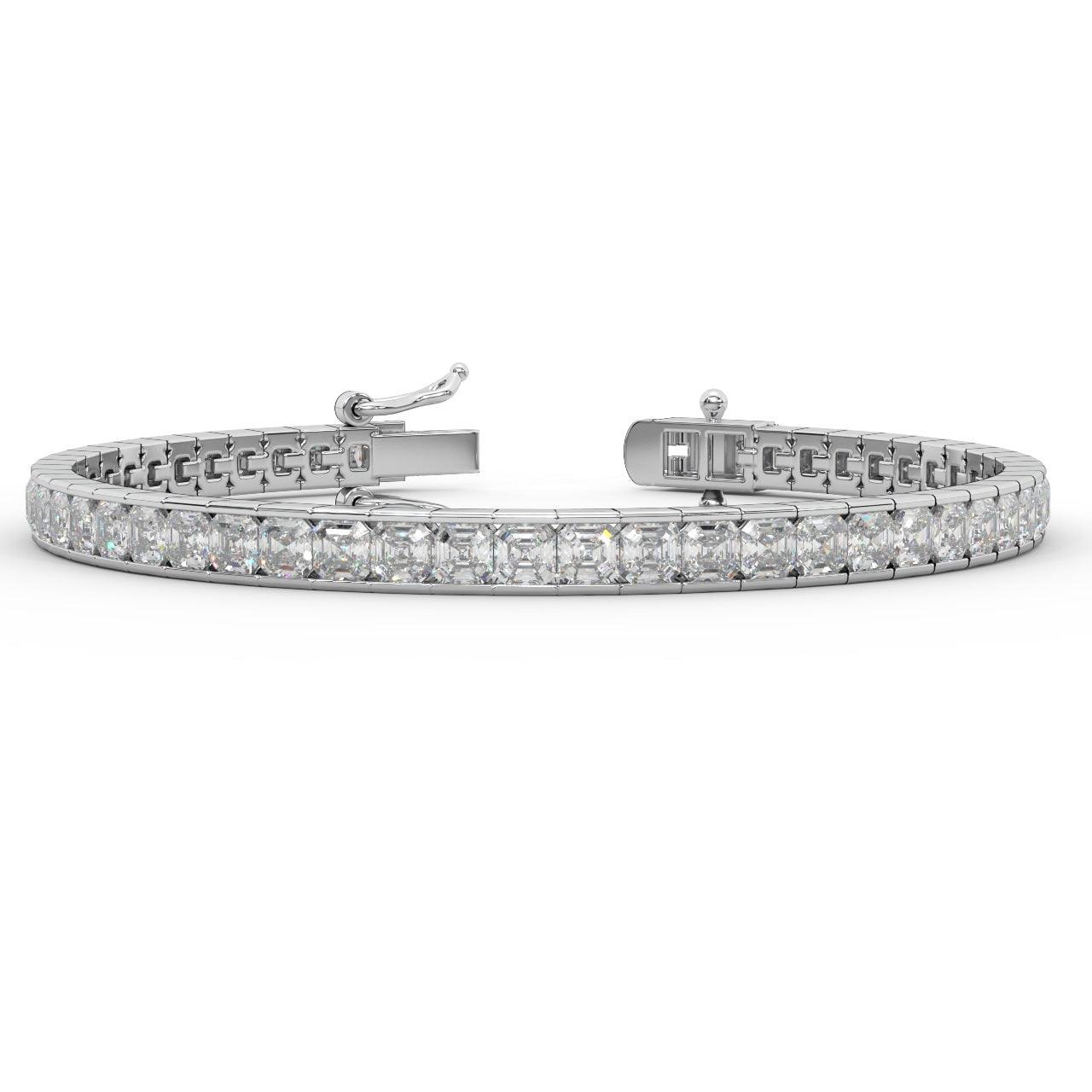 Asscher Diamond Tennis Bracelet for Womens in 18k Gold F/VS 4.00ct - 12.00ct