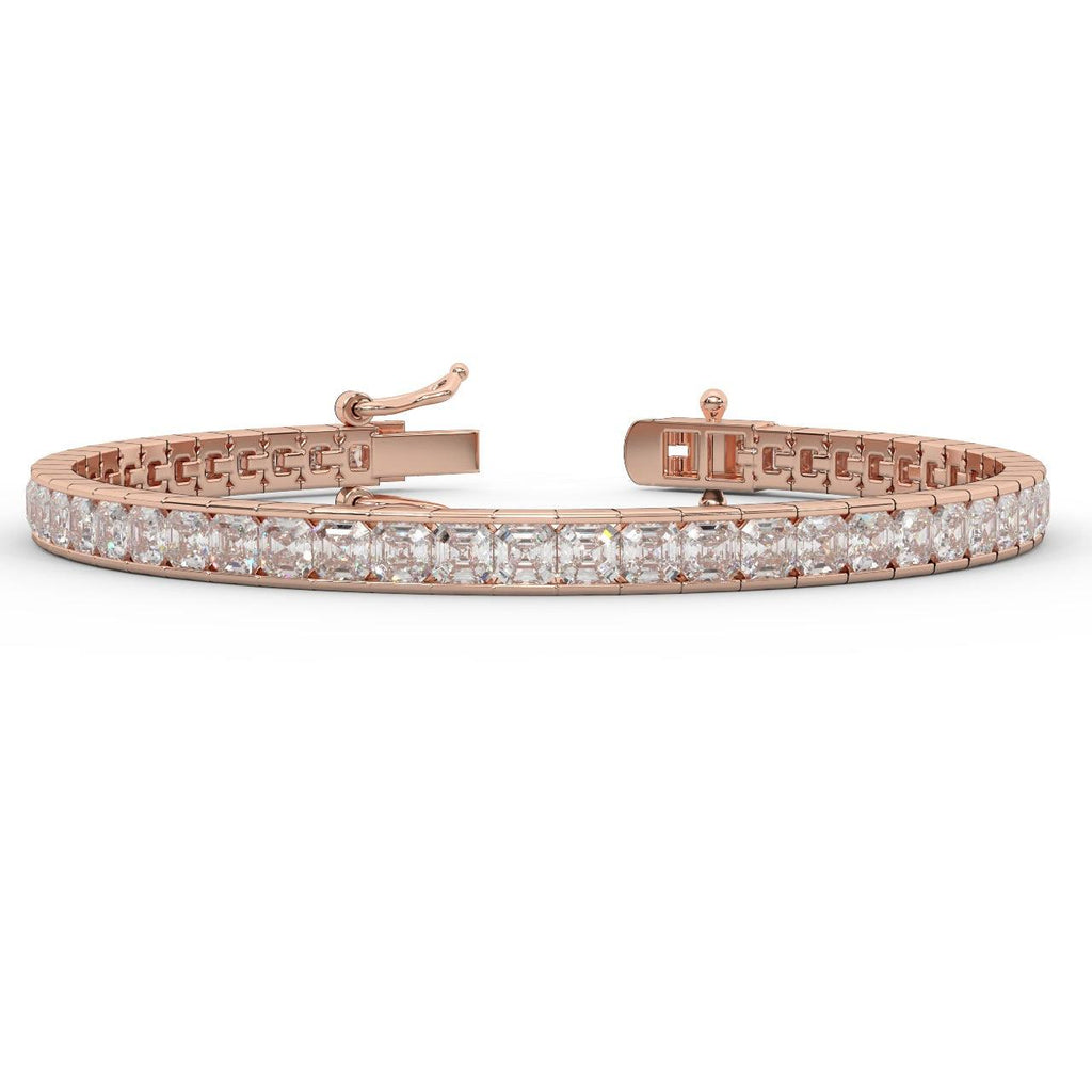Asscher Diamond Tennis Bracelet for Womens in 18k Gold F/VS 4.00ct - 12.00ct