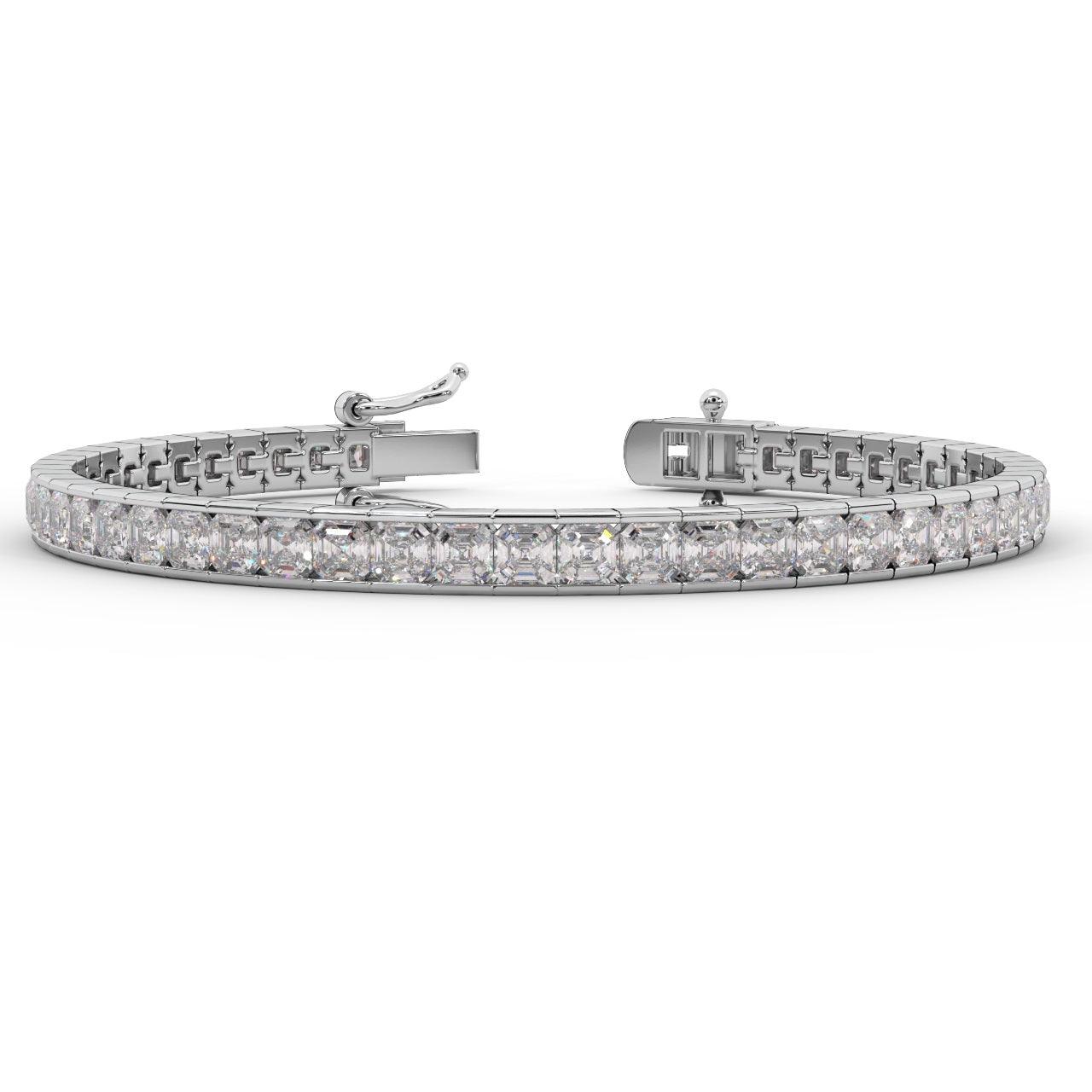 Asscher Diamond Tennis Bracelet for Womens in 18k Gold F/VS 4.00ct - 12.00ct