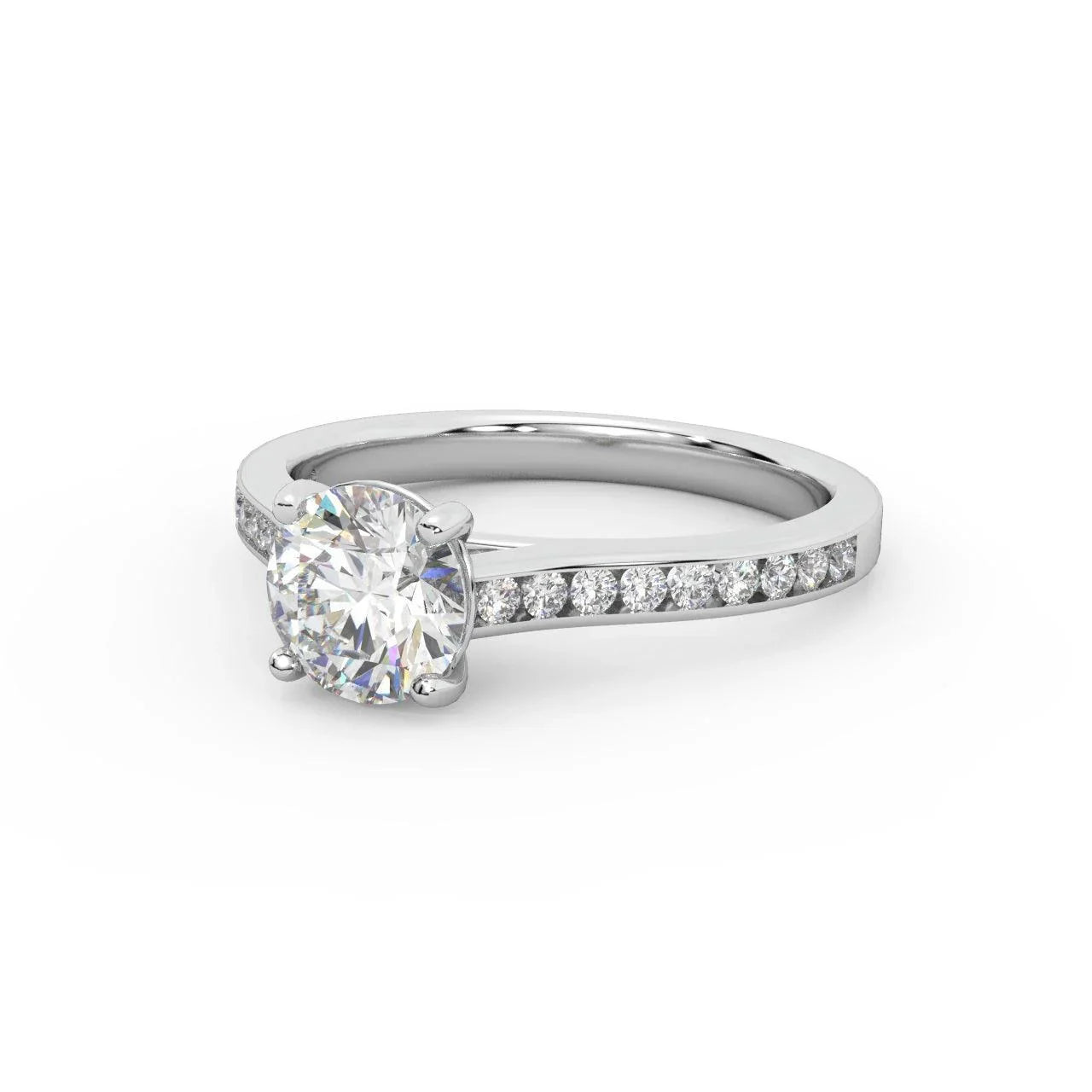 Channel Set Round Shaped Diamond Engagement Ring
