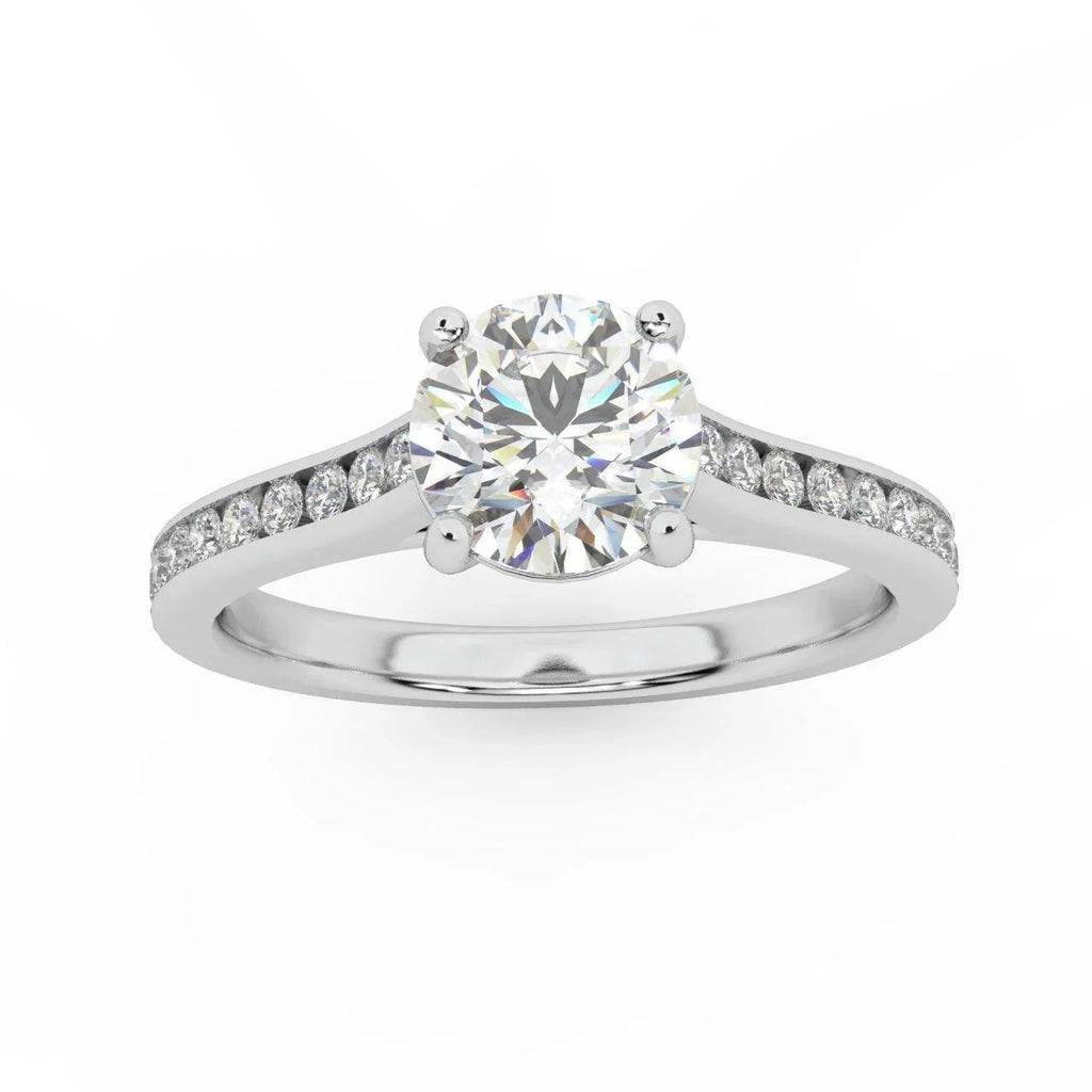 Channel Set Round Shaped Diamond Engagement Ring