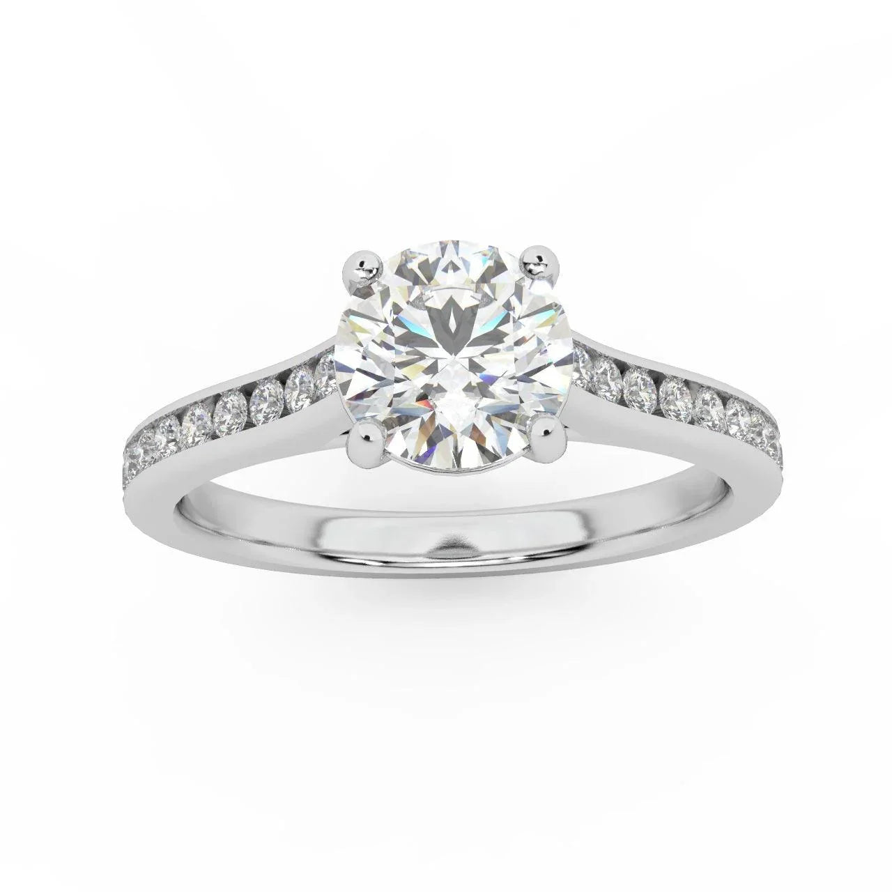 Channel Set Round Shaped Diamond Engagement Ring