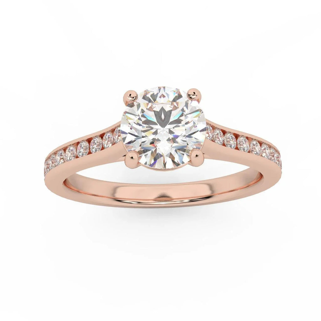Channel Set Round Shaped Diamond Engagement Ring