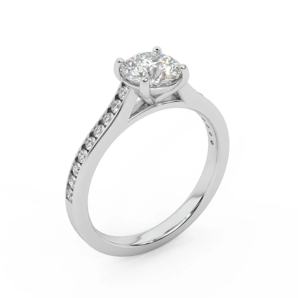 Channel Set Round Shaped Diamond Engagement Ring