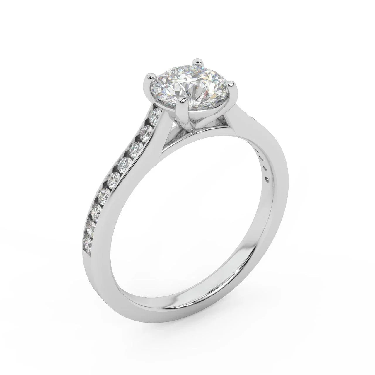 Channel Set Round Shaped Diamond Engagement Ring