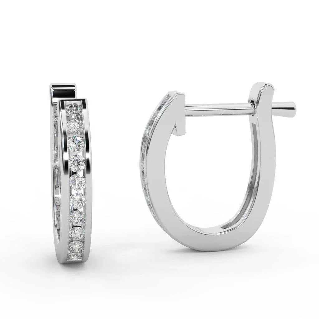 0.30 Carat Natural Round Diamond Hoop Earrings In White, Yellow, Rose Gold - Amada Diamonds