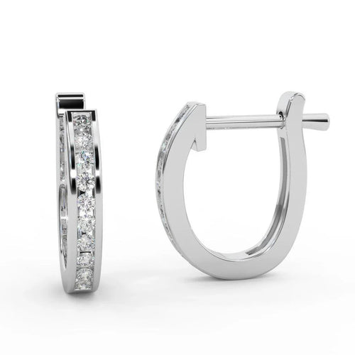 0.30 Carat Natural Round Diamond Hoop Earrings In White, Yellow, Rose Gold - Amada Diamonds