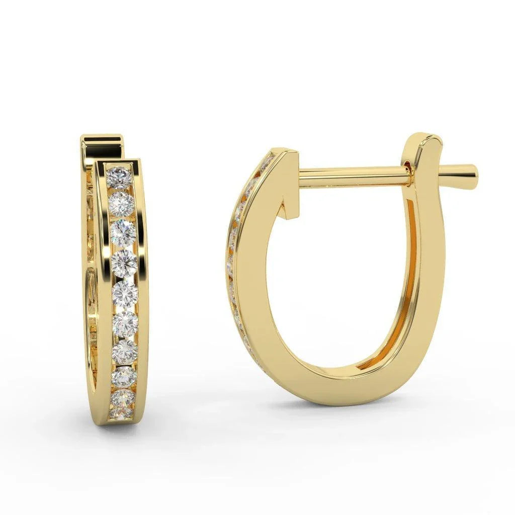 0.30 Carat Natural Round Diamond Hoop Earrings In White, Yellow, Rose Gold - Amada Diamonds