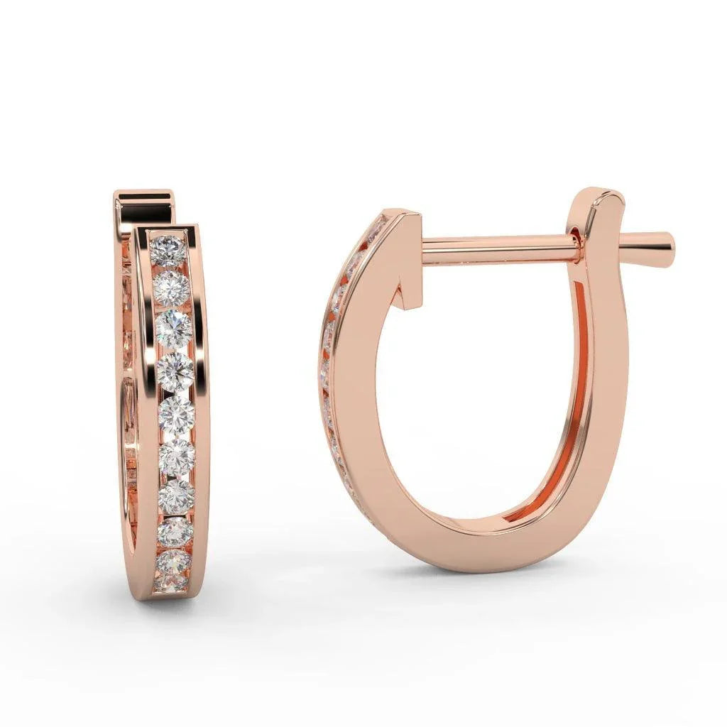 0.30 Carat Natural Round Diamond Hoop Earrings In White, Yellow, Rose Gold - Amada Diamonds