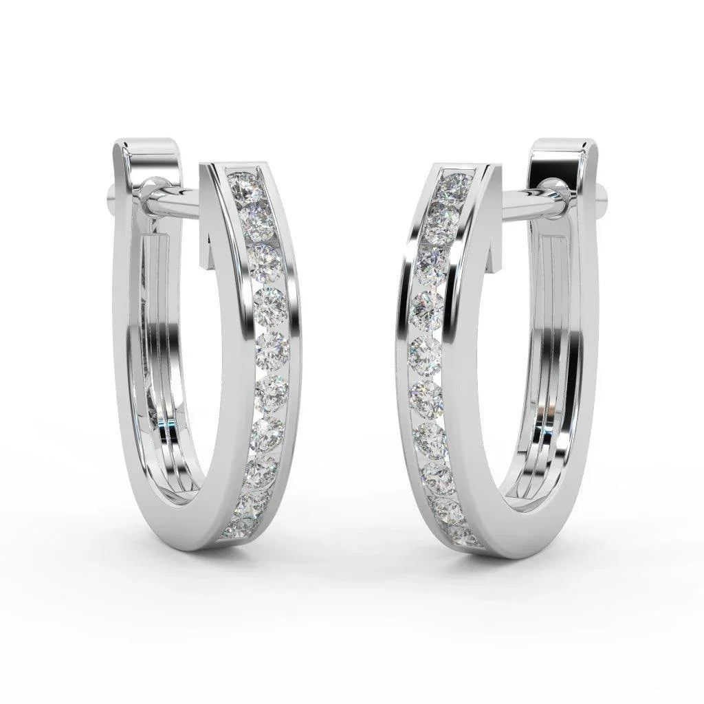 0.30 Carat Natural Round Diamond Hoop Earrings In White, Yellow, Rose Gold - Amada Diamonds