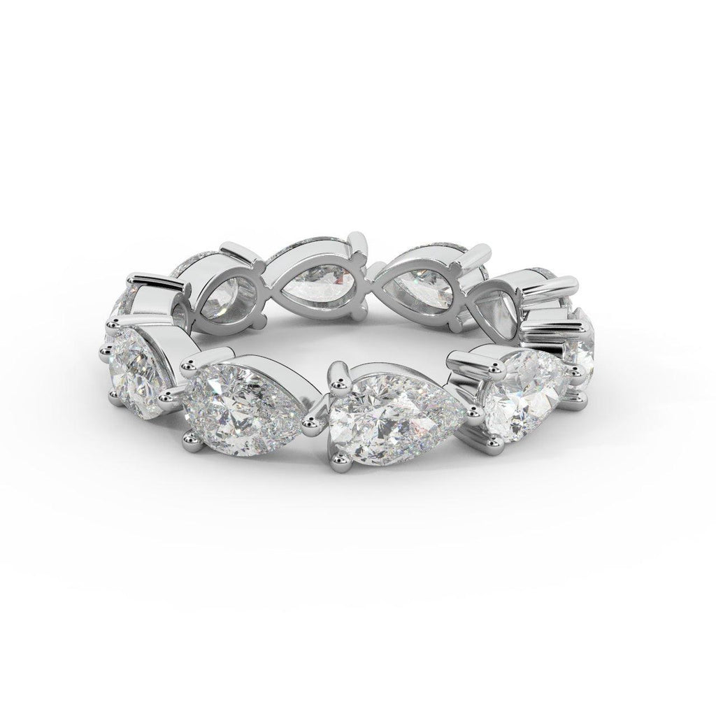 F/VS 3.00 Ct Certified Pear Diamond Full Eternity Ring in Hallmarked 18k Gold & Platinum