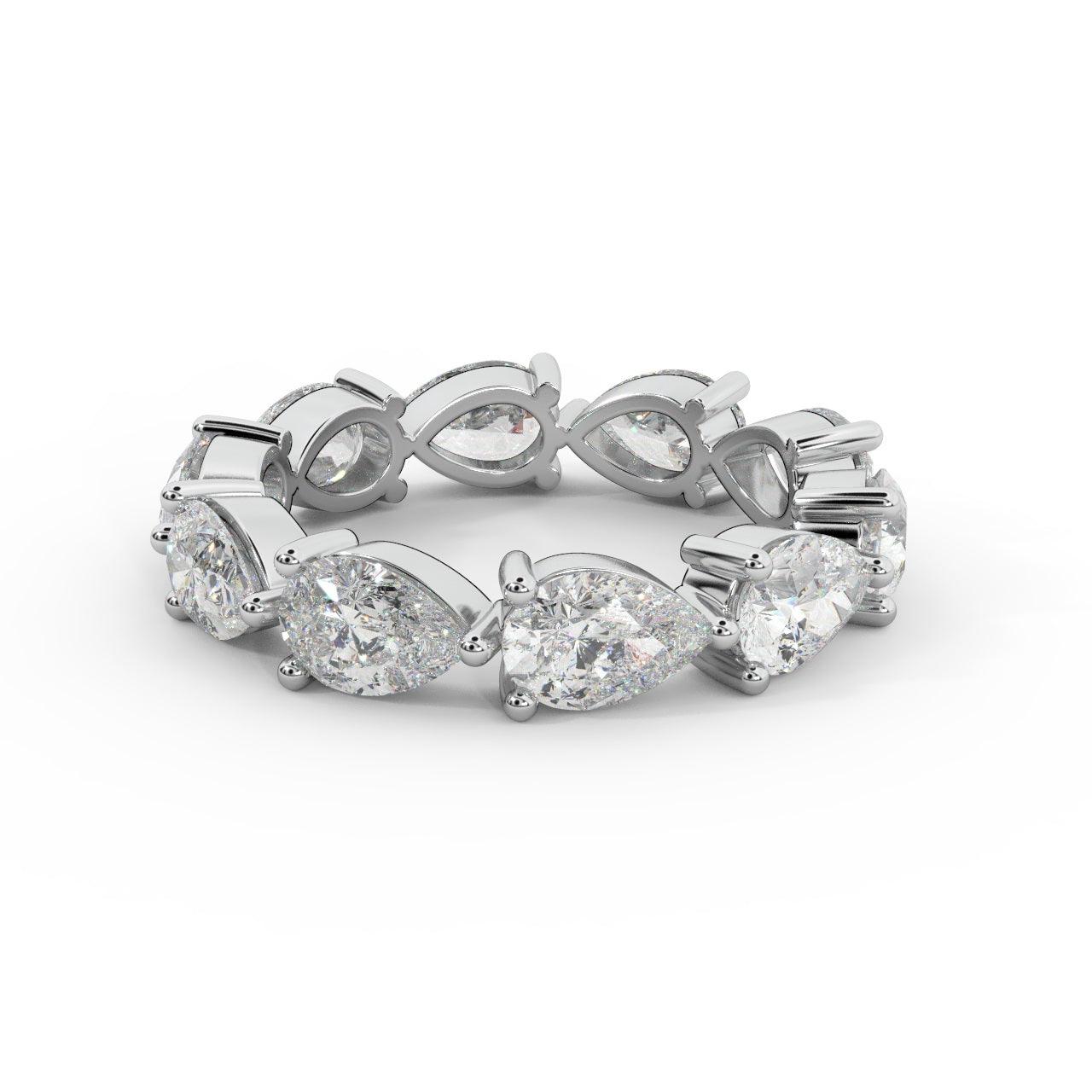 F/VS 3.00 Ct Certified Pear Diamond Full Eternity Ring in Hallmarked 18k Gold & Platinum