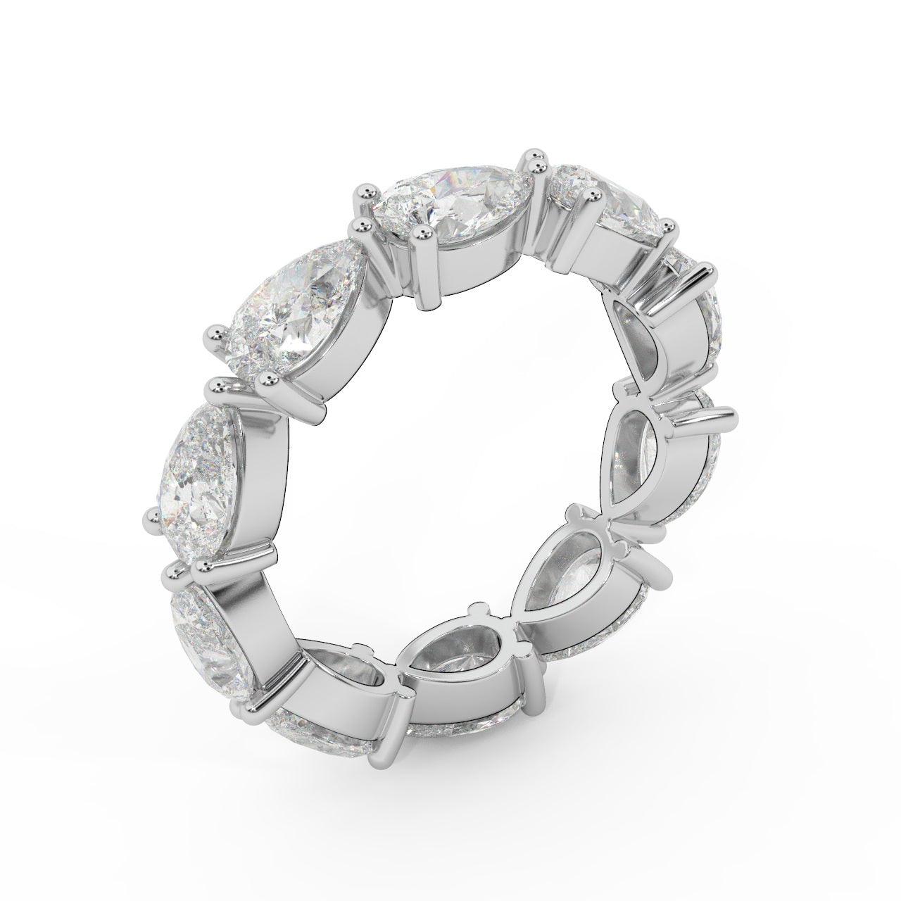 F/VS 3.00 Ct Certified Pear Diamond Full Eternity Ring in Hallmarked 18k Gold & Platinum
